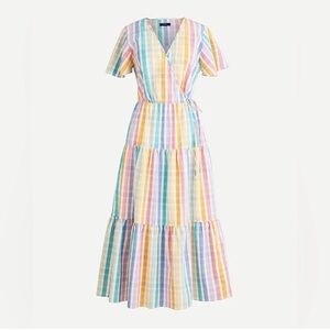 J. Crew Multicolor Striped Midi Dress